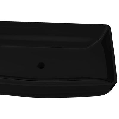 Керамична правоъгълна мивка за баня, черна