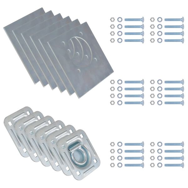 vidaXL Укрепващи пръстени за товар, 6 бр, поцинкована стомана, 2000 кг