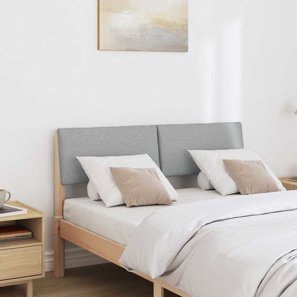 vidaXL Тапицирана табла Светлосиво 120 cm Солидно борово дърво