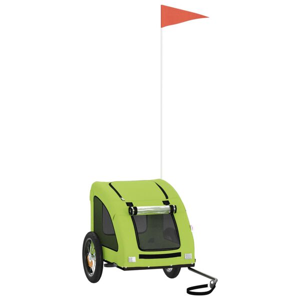 vidaXL Ремарке за колело за любимци зелен Оксфорд плат и желязо