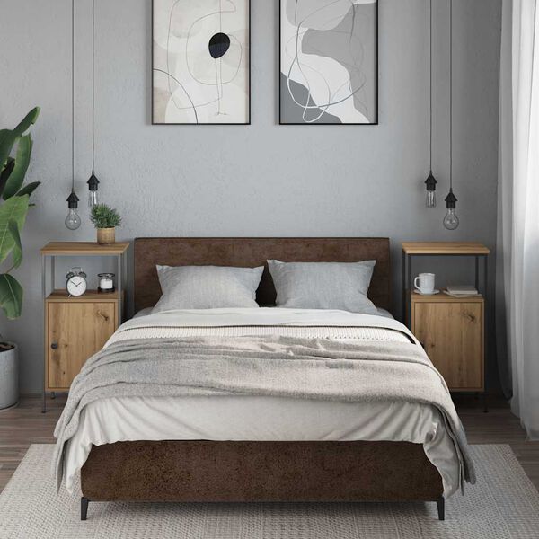 vidaXL Нощни шкафчета 2 бр. дъб Artisan 41x31x80cm Инженерна дървесина