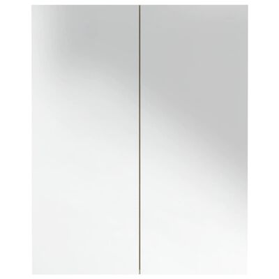 vidaXL Шкаф с огледало за баня, 60x15x75 см, МДФ, бяло и дъб