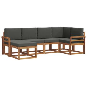 vidaXL Комплект дивани за открито 6 pcs Натурален и Антрацит