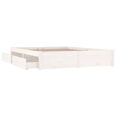 vidaXL Рамка за легло с чекмеджета, бяла, 135x190 см, Double