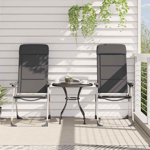 vidaXL Къмпинг столове, 2 бр, сиви, 58x69x111 см, алуминий