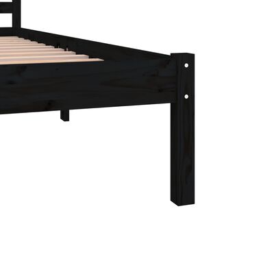 vidaXL Рамка за легло, бор масив, 180x200 см, черна, Super King