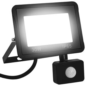 vidaXL LED прожектор със сензор, 30 W, студено бяло