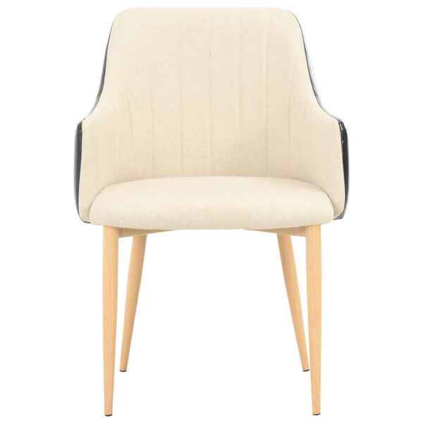 vidaXL Трапезни столове, 2 бр, черно и кремаво, текстил