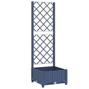 vidaXL Градинска саксия с решетка, синьо-сива, 40x40x121,5 см, полипропилен