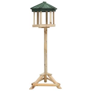 vidaXL Стояща хранилка за птици, чамово дърво масив, 33x110 см