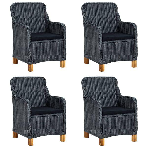 vidaXL Градински трапезен комплект, 5 части, полиратан, тъмносив