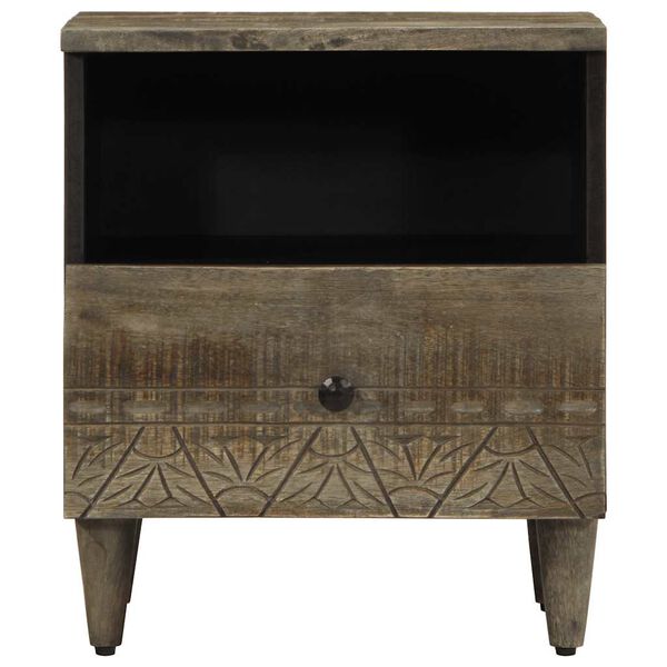 vidaXL Нощно шкафче Светло сиво 40x33x46 cm Масивна дървесина Манго