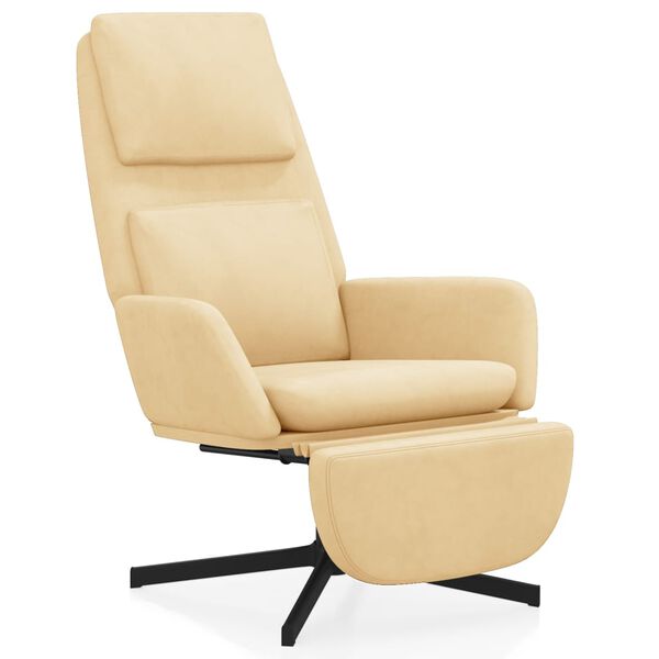 vidaXL Релакс стол с опора за крака кремавобял кадифе