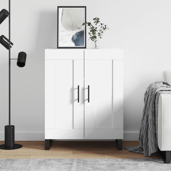 vidaXL Сайдборд, бял, 69,5x34x90 см, инженерно дърво