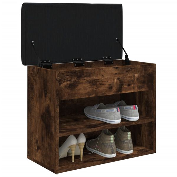 vidaXL Пейка за обувки, опушен дъб, 62x32x50 см, инженерно дърво