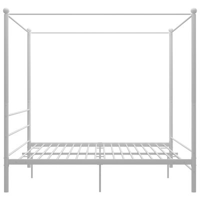 vidaXL Рамка за легло с балдахин, бяла, метал, 180x200 cм