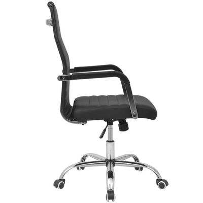 vidaXL Офис стол, изкуствена кожа, 55x63 см, черен