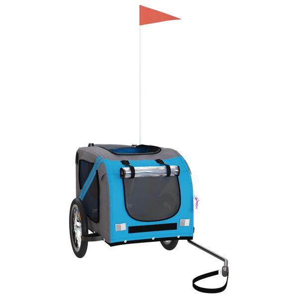 vidaXL Ремарке за колело за любимци син и сив Оксфорд плат и желязо