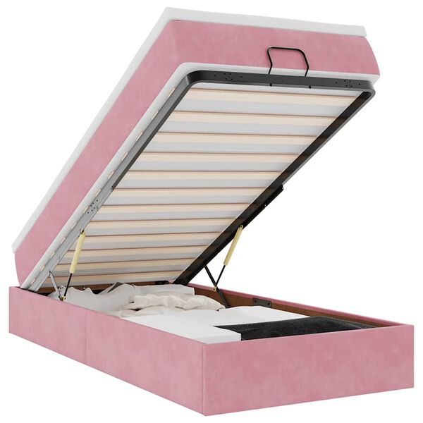 vidaXL Османска легло с матрак, розово, 80x200 см, кадифе
