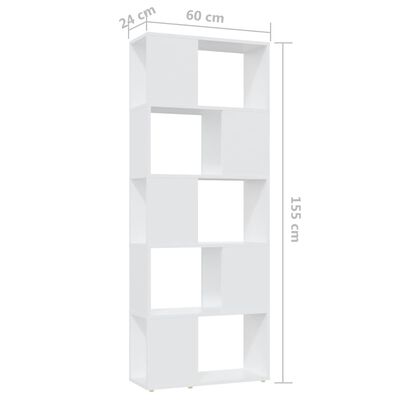 vidaXL Библиотека/разделител за стая, бяла, 60x24x155 см, ПДЧ