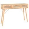 vidaXL Конзолна маса кафява 105x30x75 см бор масив и естествен ратан