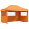 vidaXL Сгъваема парти шатра pop-up с 3 странични стени оранжева