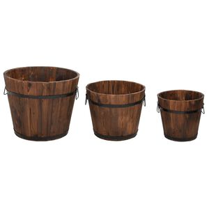 vidaXL Комплект дървени кофи кашпи, 3 части, масивна ела
