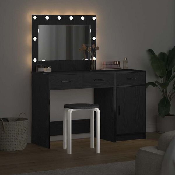 vidaXL Тоалетка с чекмедже 2 pcs Черно 40 x 41 x 75 см Инженерно дърво