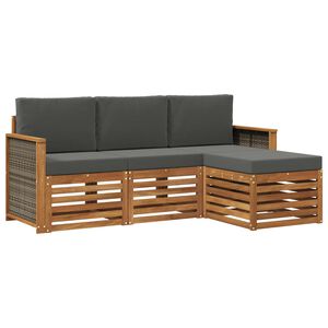 vidaXL Комплект дивани за открито 4 pcs Натурален и Антрацит