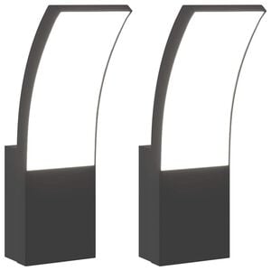 vidaXL Външни LED стенни лампи, 2 бр, черен, лят алуминий
