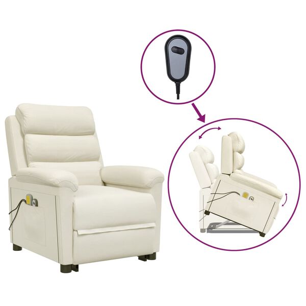 vidaXL Изправящ масажен стол, кремав, кадифе