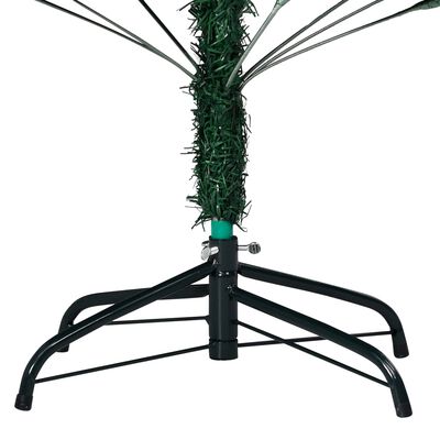 vidaXL Изкуствена осветена коледна елха с топки зелена 180 см PVC