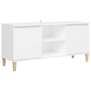 vidaXL ТВ шкаф с крака от масивно дърво, бял, 103,5x35x50 см