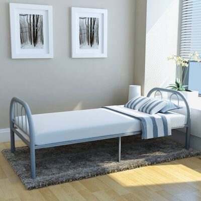 vidaXL Рамка за легло, сива, метал, 75x200 см