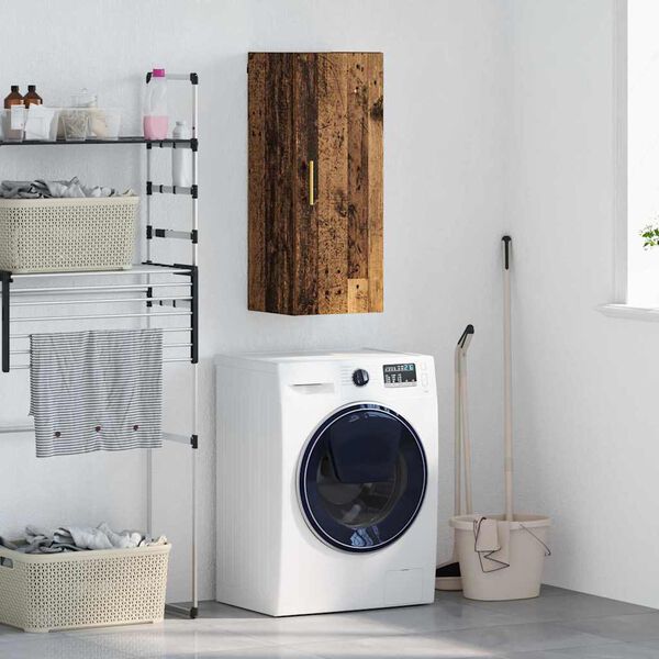 vidaXL Стенен шкаф Старо дърво 34,5 x 34 x 90 см Инженерно дърво