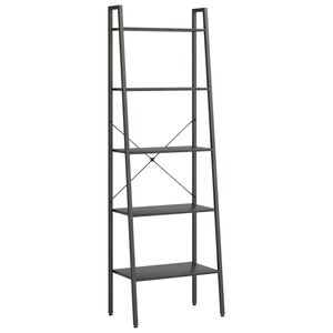 vidaXL Стояща етажерка стълба 5 рафта черно 56x35x174 см