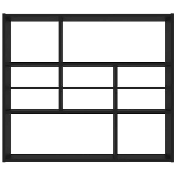 vidaXL Стенен рафт, черен, 90x16x78 см, инженерно дърво