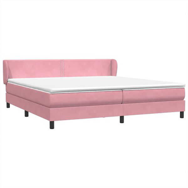 vidaXL Box Spring легло с матраци Розово 180x210 cm Кадифе