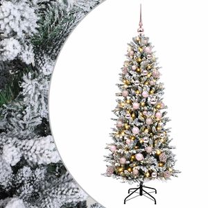 vidaXL Изкуствена коледна елха с топки 120 см 150 LED светодиода