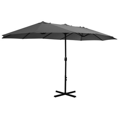 vidaXL Градински чадър с алуминиев прът, 460x270 см, антрацит