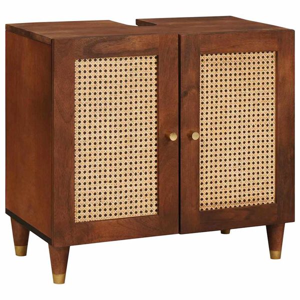 vidaXL Шкаф за мивка с рафт Кафяво 62 x 33 x 58 см Инженерно дърво