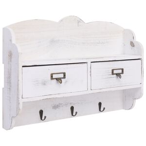 vidaXL Стенна закачалка за палта, бяла, 50x10x34 см, дърво