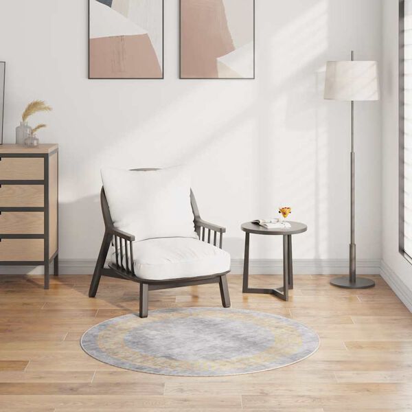 vidaXL Килим, миещ се, &phi;120 см, сив