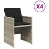 vidaXL Градински столове с възглавници, 4 бр, светлосиви, полиратан