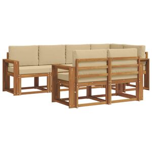 vidaXL Комплект дивани за открито 7 pcs Натурален и Бежов