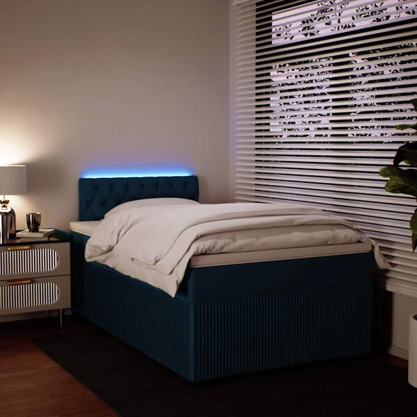 vidaXL Боксспринг легло с матрак, синьо, 120x190 см, кадифе