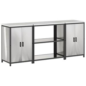 vidaXL Комплект за кухненско съхранение HATTEM 3 pcs Сребристо
