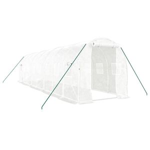 vidaXL Оранжерия със стоманена рамка бяла 16 м&sup2; 8x2x2 м