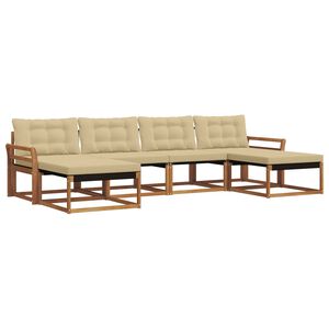 vidaXL Комплект дивани за открито 6 pcs Натурален и Бежов