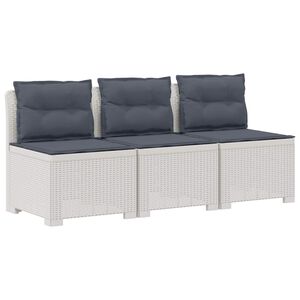 vidaXL Пейка за градина с Cushions във вид на ратан ПП Бяло